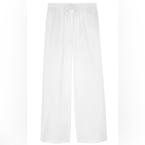 Donni The Pop Pant - Powder White Cotton Drawstring Wide Leg Pants - Picture 6 of 6